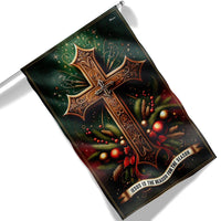 Ornate Cross Yard Flag, Jesus Is the Reason for the Season Christmas Garden Flag, Double-Sided Christian Holiday Lawn Flag