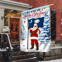 We Wish You a Merry Christmas Flag, South Carolina Christmas Garden Flag, Santa Claus Yard Flag, Double Sided Holiday Yard Decor