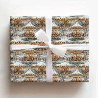 Snowy Carnival Christmas Gift Wrap, Vintage Winter Carousel Wrapping Paper, Nostalgic Holiday Wrapping Paper, Festive Winter Fair Gift Wrap