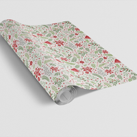 Botanical Christmas Gift Wrap, Winter Blossom Wrapping Paper, Festive Floral Holiday Wrapping Paper, Crimson Berry Winter Gift Wrap Roll