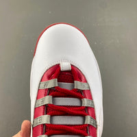 Retro High Top Sneakers, White Red Gray Colorway, Lace Up Design, Casual Gift for Sneaker Fans