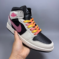 High Top Sneakers, Black Pink Colorway, Lace Up Design, Casual Gift for Sneaker Fans