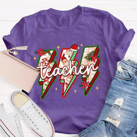 Festive Vibes Holiday Graphic Tee, Teacher Christmas T-Shirt, Adorable School Educator Xmas Shirt, Winter Break Teacher T-Shirt Present