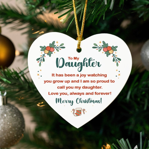 Ceramic Christmas Ornament, To My Daughter Heart Ornament, Meaningful Keepsake Heart Ornament, Xmas Tree Ornament, Present fo