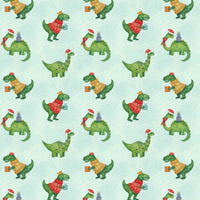 Festive T-Rex Holiday Gift Wrap, Dinosaur Christmas Wrapping Paper, Adorable Dino Xmas Wrapping Paper, Kids Holiday Present Paper Roll