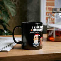 Personalized Pet Owner Holiday Ceramic Coffee Mug, Girl and Her Dog Christmas Mug, Winter Dog Mom Drinkware Cup, Christmas Present for Her