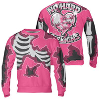 Rib Cage Barbed Wire Heart Sweater, No Hard Feligns Skeleton Ugly Sweater, Goth Ugly Christmas Sweater, Hacci Fleece Holiday Crewneck