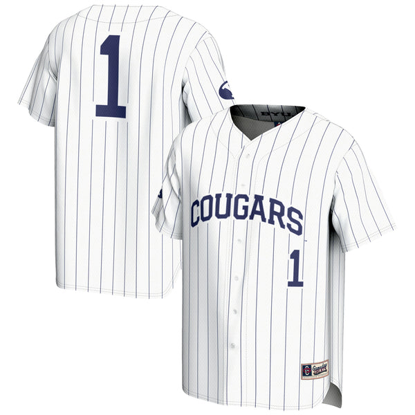 #1 BYU Cougars Lightweight Baseball Jersey - White