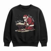 Kneeling Santa Sweatshirt, Jesus Is the Reason for the Season Sweatshirt, Christian Christmas Crewneck