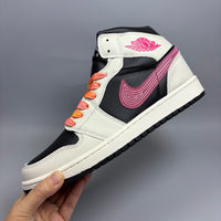 High Top Sneakers, Black Pink Colorway, Lace Up Design, Casual Gift for Sneaker Fans