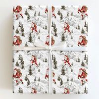 Mountain Expedition Christmas Gift Wrap, Hiking Santa Wrapping Paper, Watercolor Outdoor Santa Claus Present Paper, Rustic Winter Holiday Roll