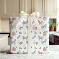 Equestrian Holiday Gift Wrap, Christmas Horse Wrapping Paper, Watercolor Pony Wrapping Paper, Festive Horse Lover Gift Wrap Roll