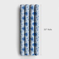 Coastal Christmas Wrapping Paper, Blue Octopus Wrapping Paper, Watercolor Snowflake Holiday Wrapping Paper, Ocean Lover Gift Wrap Roll