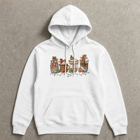 Adorable Christmas Coffee Hooded Sweatshirt, Gingerbread Hot Cocoa Hoodie, Comfy Holiday Hoodie, Festive Winter Pullover Hoodie, Xmas Present