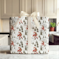 Mountain Expedition Christmas Gift Wrap, Hiking Santa Wrapping Paper, Watercolor Outdoor Santa Claus Present Paper, Rustic Winter Holiday Roll