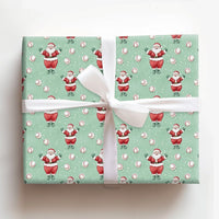 Baseball Christmas Gift Wrap, Mint Green Baseball Santa Wrapping Paper, Baseball Holiday Wrapping Paper, Sports Santa Xmas Gift Wrap Roll