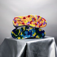 Mid Top Sneakers, Blue Yellow Black Colorway, Mismatched Colorway, Lace Up Design, Casual Gift for Sneaker Fans