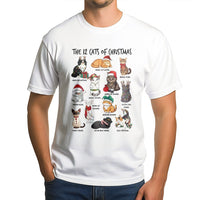 Festive Feline Holiday Graphic Tee, 12 Cats of Christmas T-Shirt, Humorous Kitten Xmas Shirt, Adorable Cat Lover Winter Graphic Top