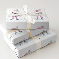 Sports Christmas Gift Wrap, Hockey Santa Claus Wrapping Paper, Watercolor Skating Santa Wrapping Paper, Winter Sports Holiday Gift Wrap