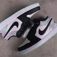 Low Top Sneakers, Black Green Colorway, Tie Dye Pattern, Gradient Colorway, Lace Up Design, Casual Gift for Sneaker Fans