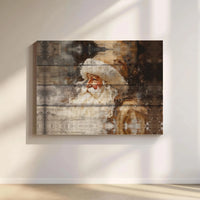 Vintage Wood Grain Holiday Canvas Art, Rustic Santa Claus Canvas, Christmas Farmhouse Canvas Print, Winter Wall Decor, Xmas Home Decor Present