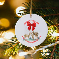 Hawaiian Christmas Ornament, Aloha Kalikimaka Deer Family Ornament, Tropical Holiday Ceramic Ornament, Island Christmas Tree Decor Present