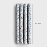 Winter Biking Christmas Gift Wrap, Mountain Bike Santa Wrapping Paper, Snowy Trail Holiday Wrapping Paper, Cyclist Outdoor Gift Wrap