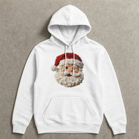 Faux Yarn Crochet Christmas Hoodie, Punch Needle Santa Hoodie, Vintage Santa Claus Hooded Sweatshirt, Comfy Holiday Pullover Hoodie Present