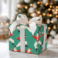 Teal Martial Arts Christmas Gift Wrap, Karate Santa Wrapping Paper, Black Belt Santa Wrapping Paper, Humorous Holiday Karate Fighter Gift Wrap