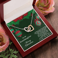 Cubic Zirconia Heart Pendant, Granddaughter Christmas Interlocking Hearts Necklace from Grandma, Surgical Steel Holiday Keepsake Jewelry