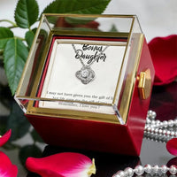 Stepdaughter Love Knot Pendant with Rose Box, Bonus Daughter Love Knot Necklace, CZ Crystal Love Knot Necklace, Birthday Christmas Present