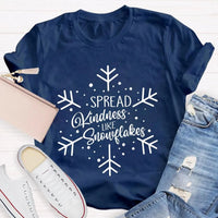 Winter Holiday Graphic Tee, Spread Kindness Like Snowflakes Christmas Shirt, Festive Kindness Quote T-Shirt, Merry Xmas Apparel Present