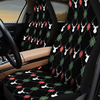 Cabin Plaid Reindeer Auto Seat Cover, Christmas Deer Argyle Car Seat Covers, Polar Fleece Vehicle Seat Covers, Holiday Winter Decor