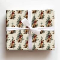 Vintage Dog Holiday Gift Wrap, Golden Retriever Christmas Wrapping Paper, Adorable Pet Lover Wrapping Paper, Festive Xmas Gift Wrapping Paper