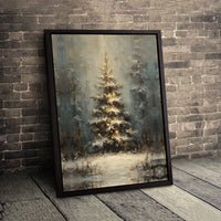 Snowy Winter Forest Canvas Art, Impressionist Christmas Tree Canvas Print, Holiday Pine Tree Canvas Decor, Rustic Winter Wall Art Present