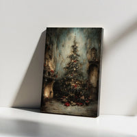 Dark Academia Holiday Canvas Print, Moody Victorian Christmas Tree Canvas Art, Festive Gothic Christmas Canvas, Winter Holiday Wall Decor