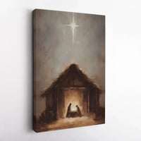 Star of Bethlehem Canvas Print, Nativity Scene Canvas Wall Art, Holy Manger Oil Painting Canvas, Religious Christmas Decor, Faith Wall Art