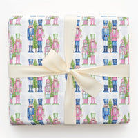 Watercolor Soldier Christmas Gift Wrap, Pink Nutcracker Wrapping Paper, Pastel Blue Holiday Wrapping Paper, Ballet Xmas Gift Wrapping Paper