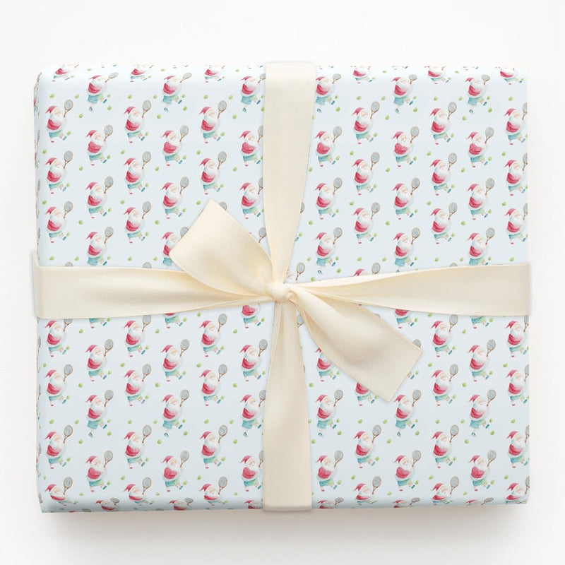 Watercolor Sports Christmas Gift Wrap, Tennis Santa Wrapping Paper, Tennis Santa Claus Wrapping Paper, Whimsical Holiday Gift Wrap