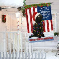 Meowy Catmas Bombay Yard Flag, Black Cat Christmas Garden Flag, Double Sided Holiday Cat Lawn Flag, Christmas Pet Lover Yard Decor
