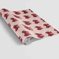 Ribbon Christmas Gift Wrap, Scarlet Promise Red Bow Wrapping Paper, Elegant Red Bows Present Wrap, Birthday and Holiday Gift Wrap Roll