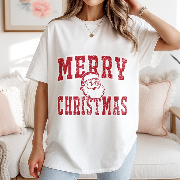 Vintage Distressed Santa Claus Tee, Merry Christmas Santa T-Shirt, Retro Holiday Graphic Shirt, Festive Xmas Family Season T-