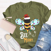 Santa Hat Honeybee Shirt, Bee Merry Christmas T-Shirt, Humorous Bee Lover Holiday Tee, Adorable Insect Xmas Graphic Tee, Christmas Present