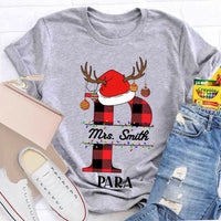 P Is for Para Holiday Shirt, Personalized Para Santa Hat Christmas T-Shirt, Paraprofessional Christmas Tee, Adorable Para Xmas Graphic Shirt