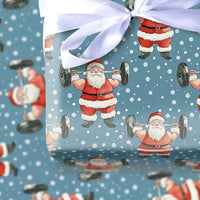 Fitness Christmas Gift Wrap, Weightlifting Santa Wrapping Paper, Humorous Gym Holiday Present Paper, Barbell Workout Xmas Gift Wrapping Paper