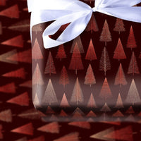 Burgundy Christmas Gift Wrap, Modern Gold Tree Wrapping Paper, Elegant Geometric Holiday Wrapping Paper