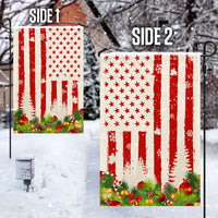 Patriotic Stars and Stripes Holiday Yard Flag, Christmas Garden Flag, Double-Sided Winter Lawn Flag, Americana Christmas Outdoor Flag