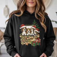 Puppies in Gift Box Hoodie, Beagle Christmas Hoodie, Adorable Beagle Dog Sweatshirt, Christmas Pet Lover Hoodie, Winter Dog Holiday Apparel