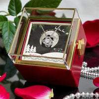 Holiday CZ Crystal Love Knot Pendant, Christmas Love Knot Necklace, Rotating Rose Box Knot Jewelry, Romantic Present for Wife Girlfriend