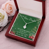 Alluring Beauty Ribbon Pendant, Bonus Daughter Necklace, 14k White Gold Over Stainless Steel, Meaningful Christmas Present from Bonus Mom